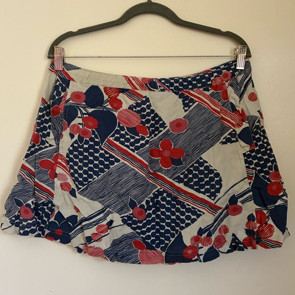 Cooperative Red and Blue Floral Mini Skirt with pockets!